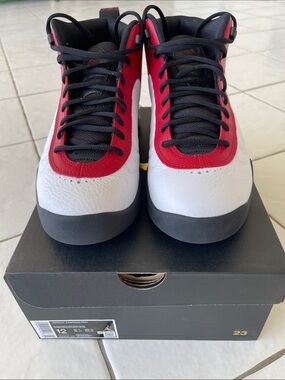 Jordan White, Red & Black Retro Basketball Sneakers